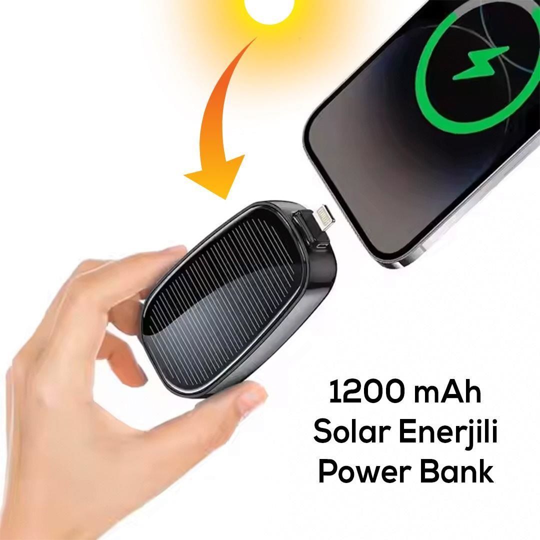 Mini Güneş Enerjisi Bankası Cep Telefonu 1200mAh Powerbank