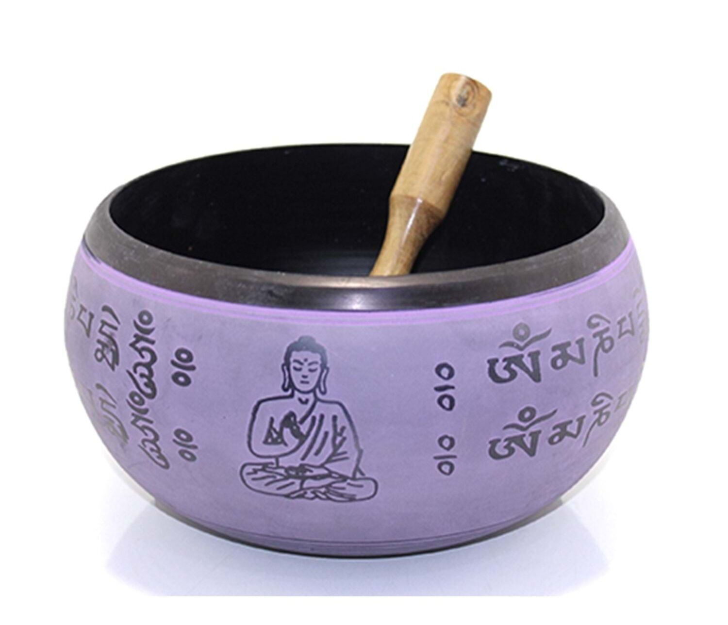 Mor Desenli Tibet Meditasyon Çanı Tibet Çanağı (21 cm)