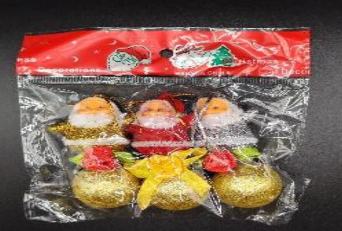 Yılbaşı Çam Ağacı Süsleri Top Üstünde Noel Baba (3 Parça)