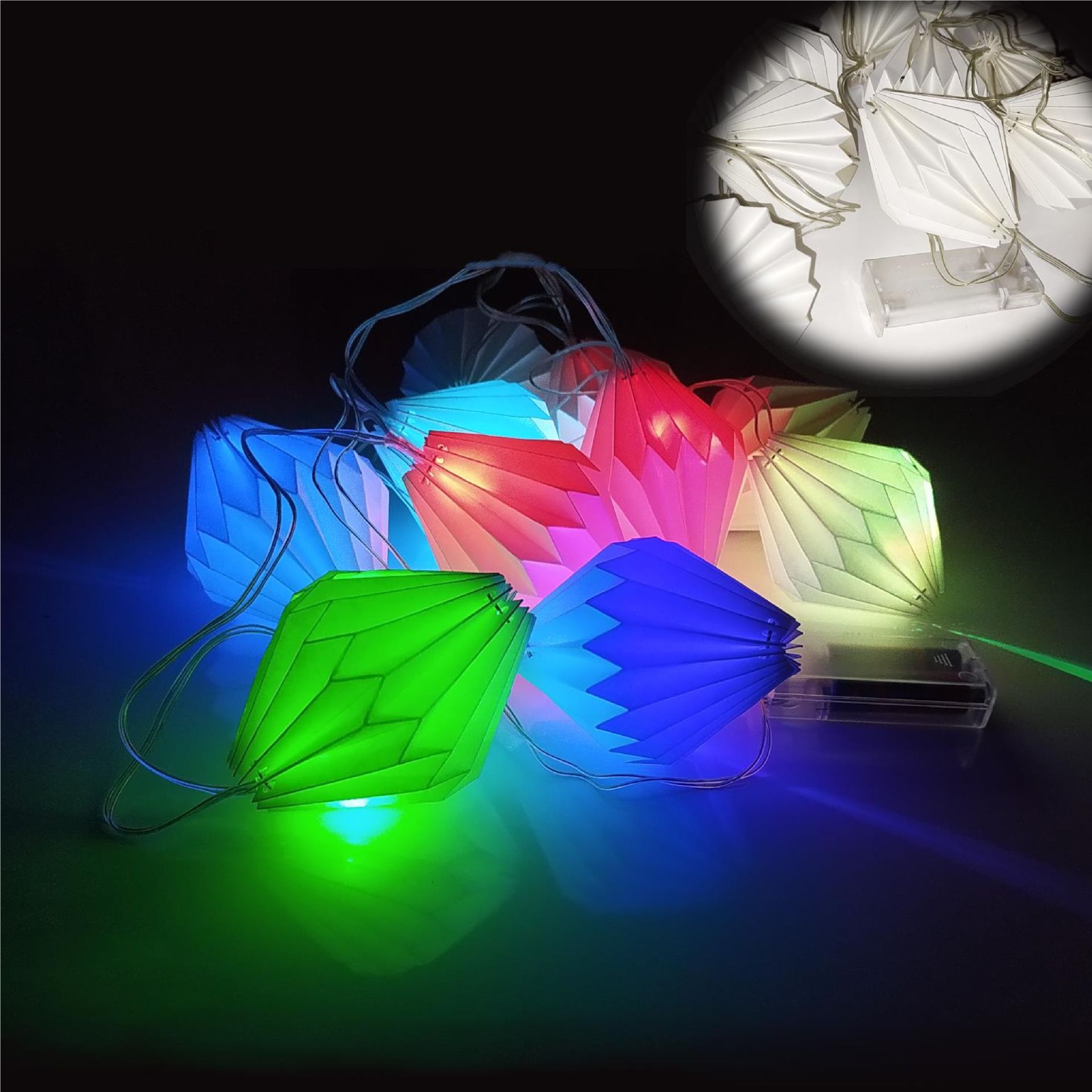 Beyaz Sarkıt Petek Şeklinde Rgb Led Işık Kağıt Süs (2mt)