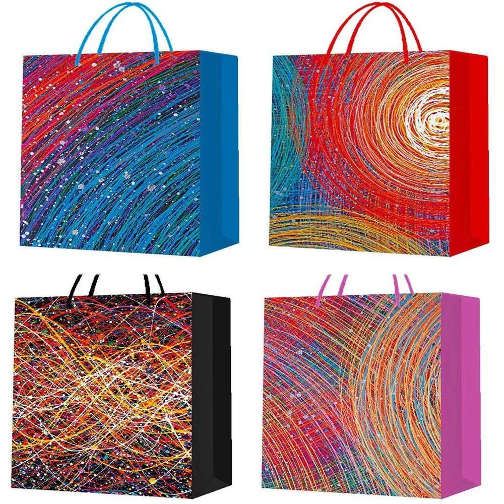 İpli Renkli Karton Çanta Küçük Boy