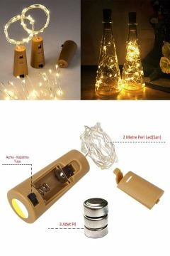 Peri Led Şişe Mantar Tıpa Şeklinde Gün Işığı Pilli Aydınlatma 80cm