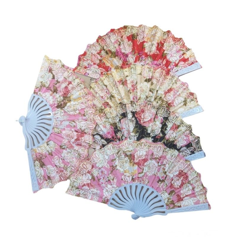 Çiçekli Renkli Kumaş Yelpaze