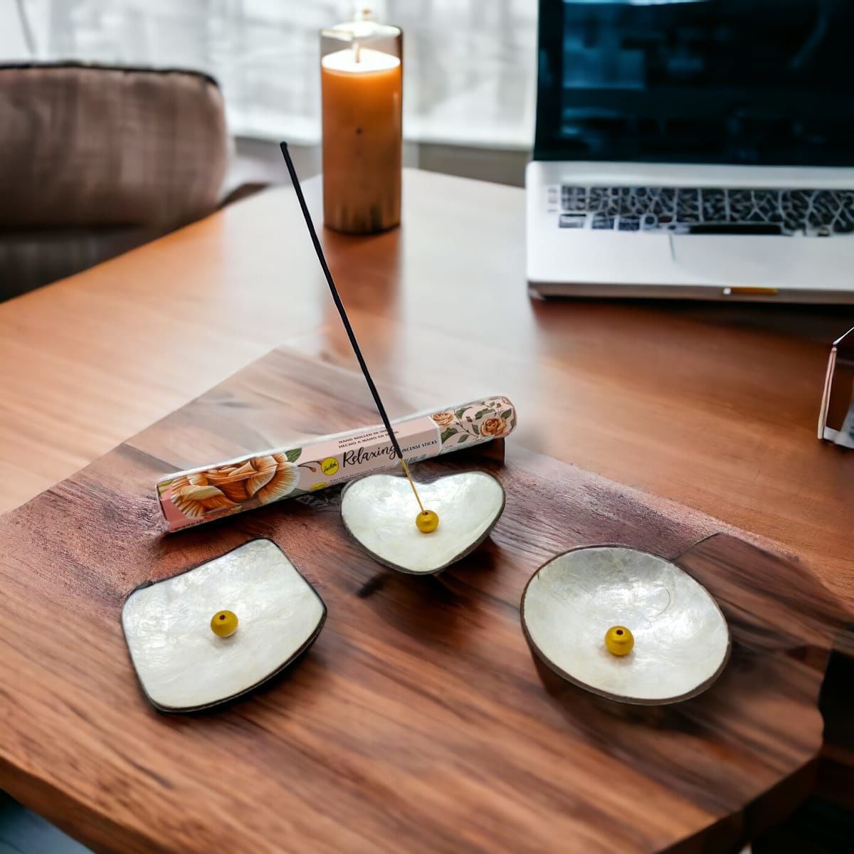 Kalp Yuvarlak Kare Sedef Kaplamalı Çubuk Tütsülük