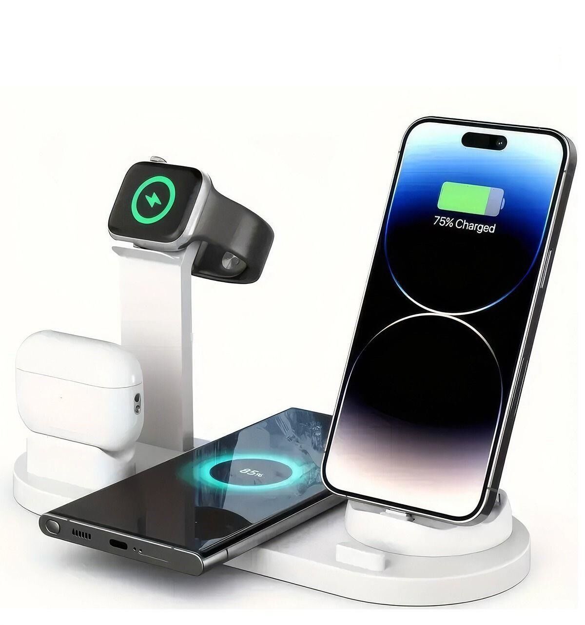 4'ü 1 Arada Kablosuz Çok İşlevli Şarj İstasyonu