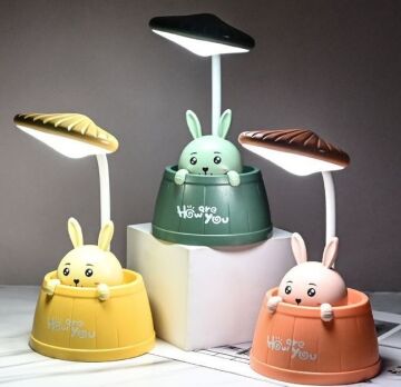Usb Şarjlı Tavşan Tasarımlı Kalemlikli Masa Lambası