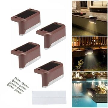 Güneş Enerjili Solar Köşebent Merdiven Bahçe Aydınlatma Lamba 4'lü