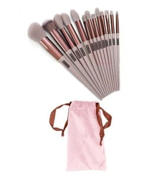 Makyaj Yapma Fırça Seti Pembe Renk 13'lü