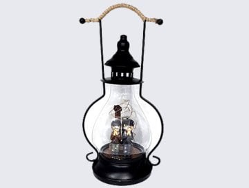 Romantik Işıklı Gaz Lambası İçinde Sevgili Biblo