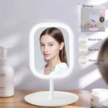 Taşınabilir Dokunmatik Kare Beyaz Led Masa Makyaj Aynası