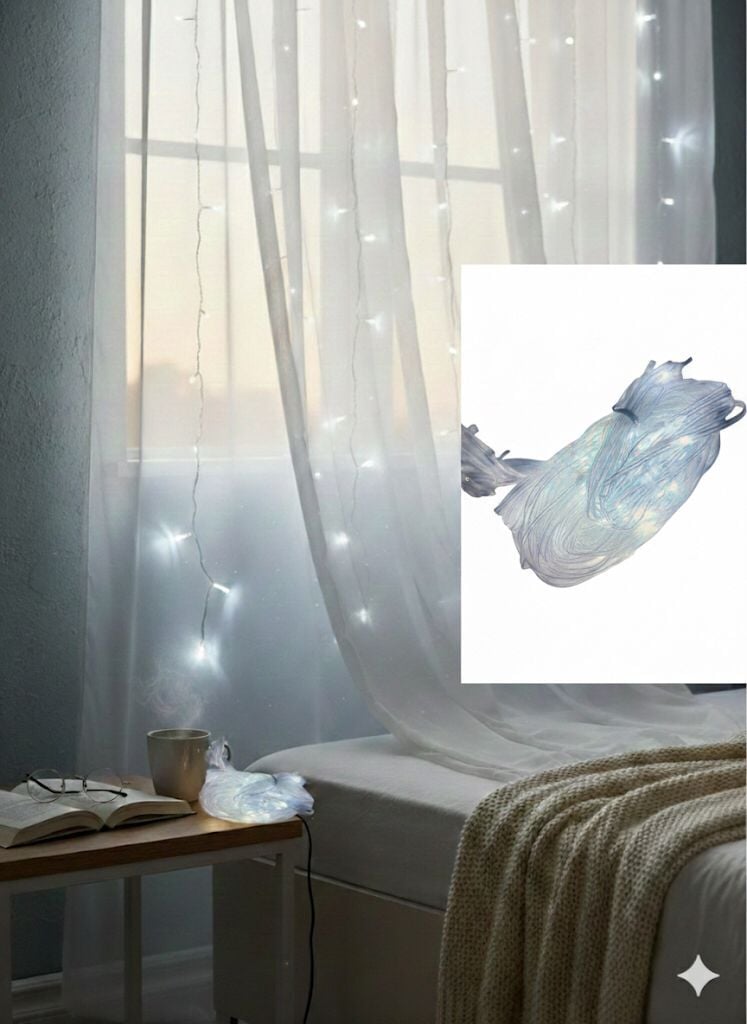 192 LED Beyaz Perde LED Işık - 8 Fonksiyonlu (2 mt  x 2 mt)