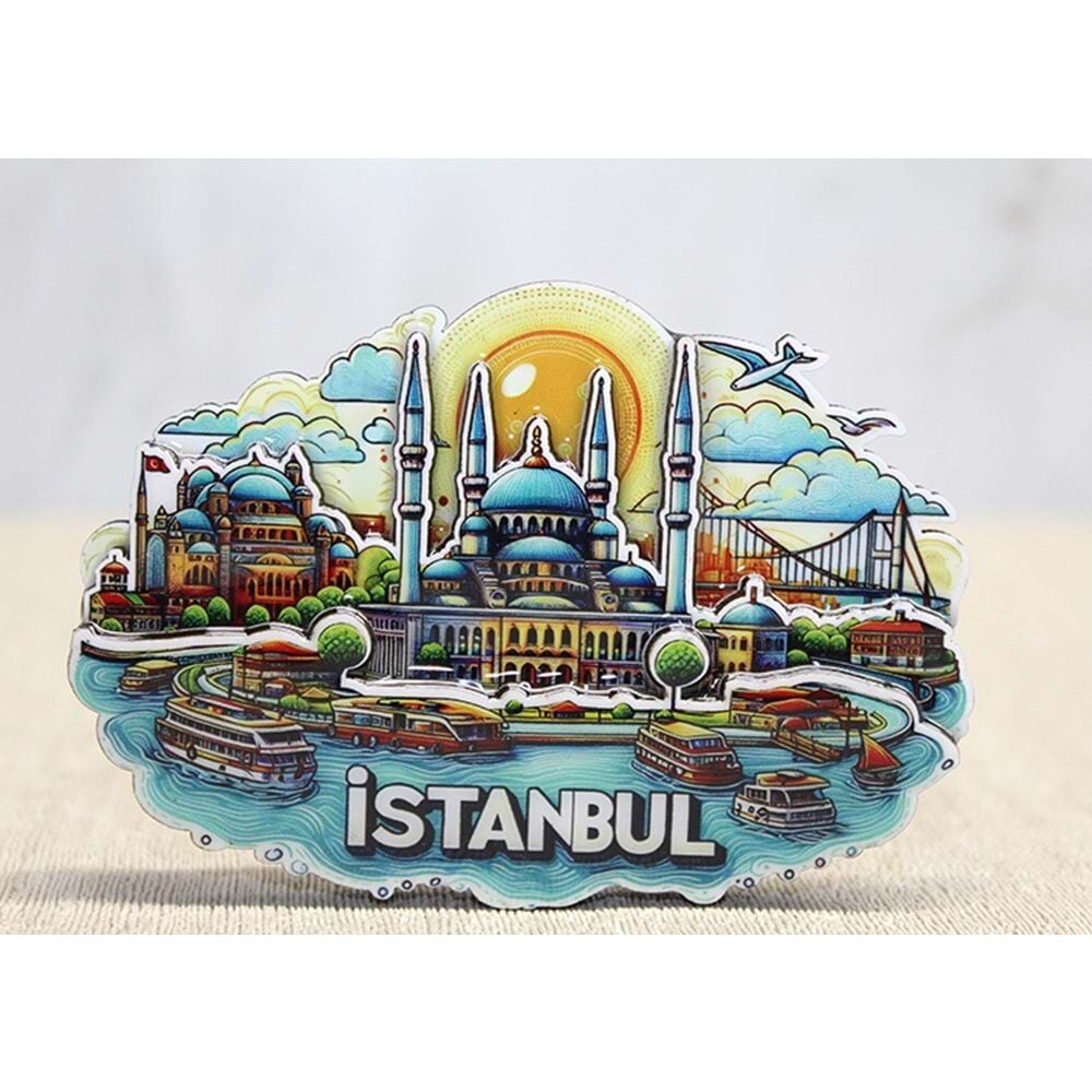 İstanbul  Deniz Manzaralı Ahşap Magnet  Açacak (10.5cmx9 cm)