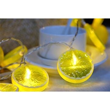 2 Metre 10 LED Limon Dilimi Dekoratif Pilli Işık Zinciri 2 Fonksiyonlu