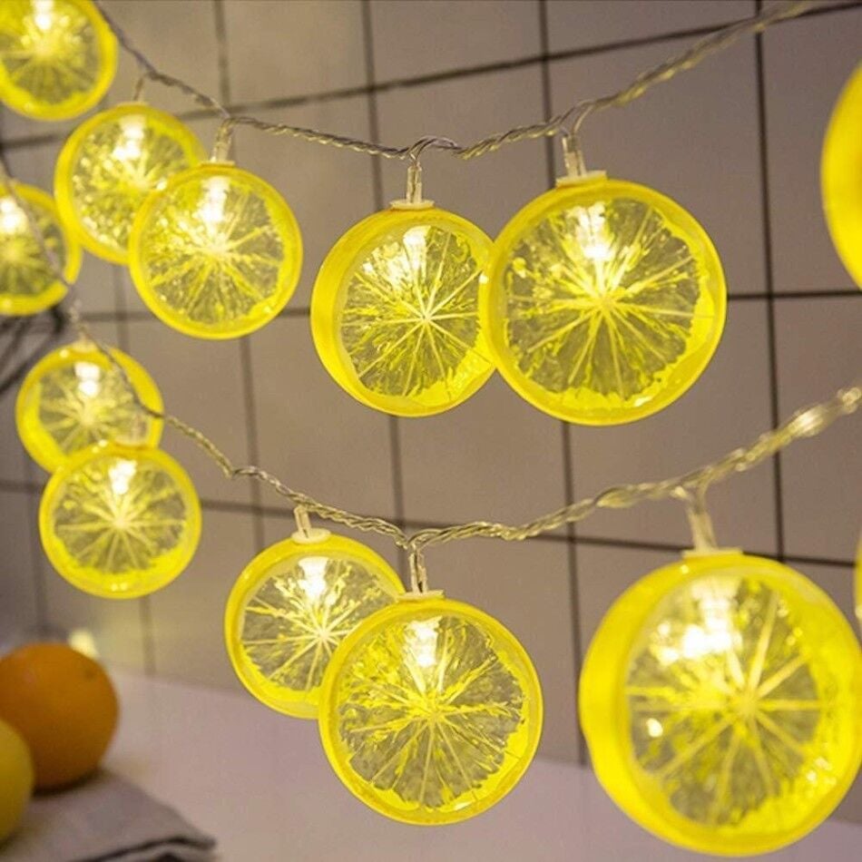 2 Metre 10 LED Limon Dilimi Dekoratif Pilli Işık Zinciri 2 Fonksiyonlu