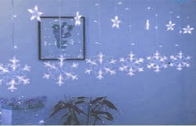 8 Fonksiyonlu Beyaz Kar Tanesi 220v Perde Led (3 mt)