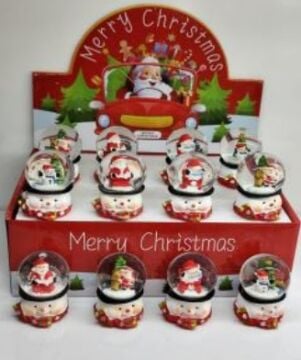 Mini Kardan Adam Üzerinde Noel Baba Kardan Adam Geyik Cam Kar Küresi