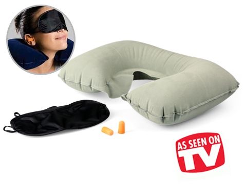 Üçlü Seyahat Seti Yastığı Kulak Tıkacı Göz Bandı