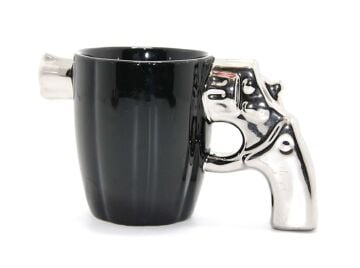 Silah Tasarımlı Gümüş Renk Kupa Bardak