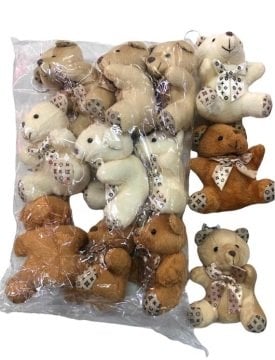 Sevimli Ayıcık Tasarımlı Anahtarlık Çanta Süsü (12 Adet)