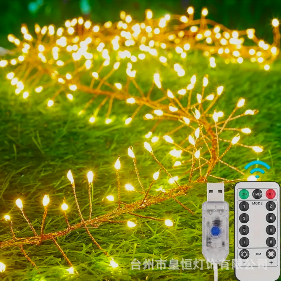 6 Mt 200 LED Salkım Model Dekoratif Işık - Uzaktan Kumandalı & USB'li