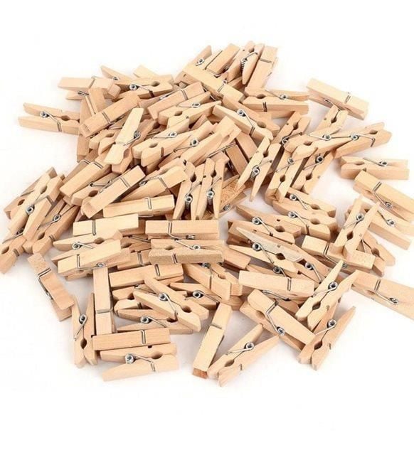 Natural Mini Ahşap Mandal (100 Adet)