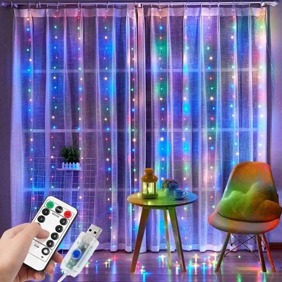 Peri Perde RGB LED Işık Süslemesi (3m x 3m) – 300 LED & Uzaktan Kumandalı