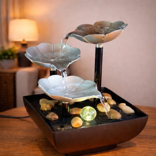 3 Katlı Yaprak Tasarımlı Dekoratif Su Şelalesi