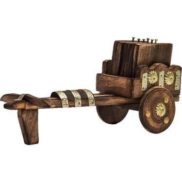 Ahşap Kağnı Tasarımlı Bardak Altlığı (6 Adet)