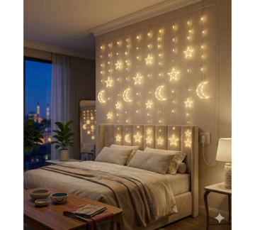 8 Fonksiyon Dekoratif Ay ve Yıldız Perde Led (3 mt)
