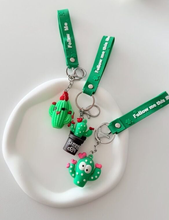 Sevimli Kaktüs Tasarımlı Anahtarlık Ve Çanta Süsü