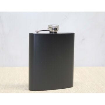 7 Oz Siyah Çelik Cep İçki Kanyak Matarası