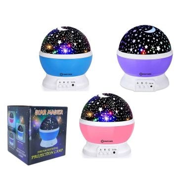 Star Master Renkli Yıldızlı Dönen Gökyüzü Projeksiyon Gece Lambası