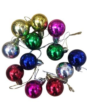 Metalik Renkli Toplar Yılbaşı Çam Ağacı Süsü (12 Adet)