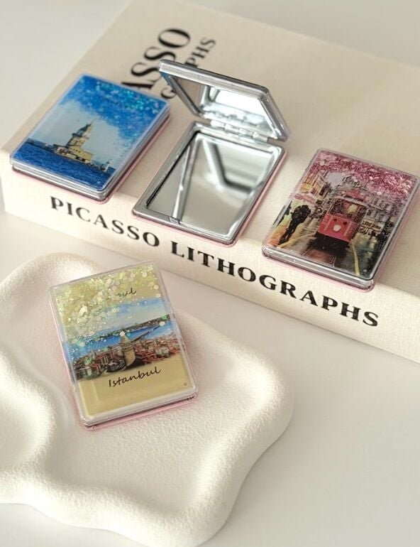 İstanbul Kız Kulesi Manzaralı Dikdörtgen Makyaj Aynası