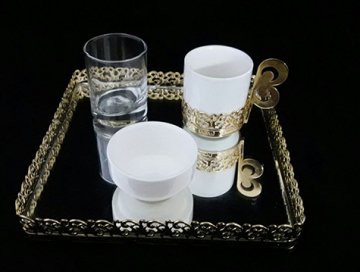 Tek Kişilik Şehzade Aynalı Tepsi Kahve Fincan Seti