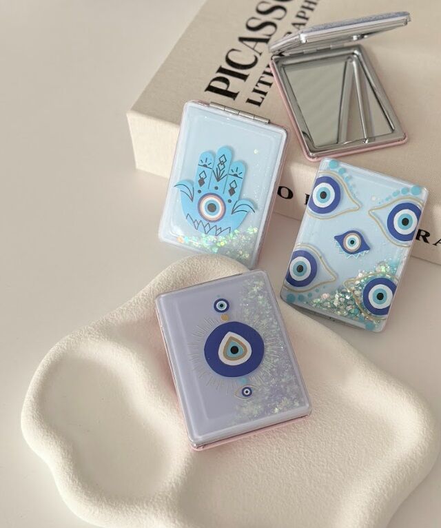 Fatma Ananın Eli Ve Nazar Boncuklu Dikdörtgen Makyaj Aynası