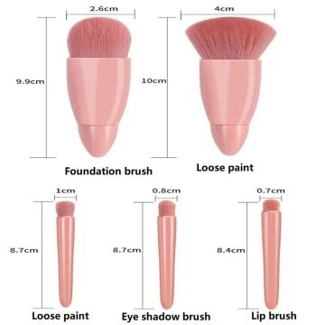 Taşınabilir Aynalı 5'li Makyaj Fırça Seti