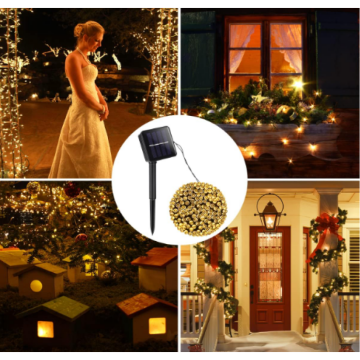 100 LED Gün Işığı Solar Güneş Enerjili Siyah Kablo Bahçe Lamba (11 mt)