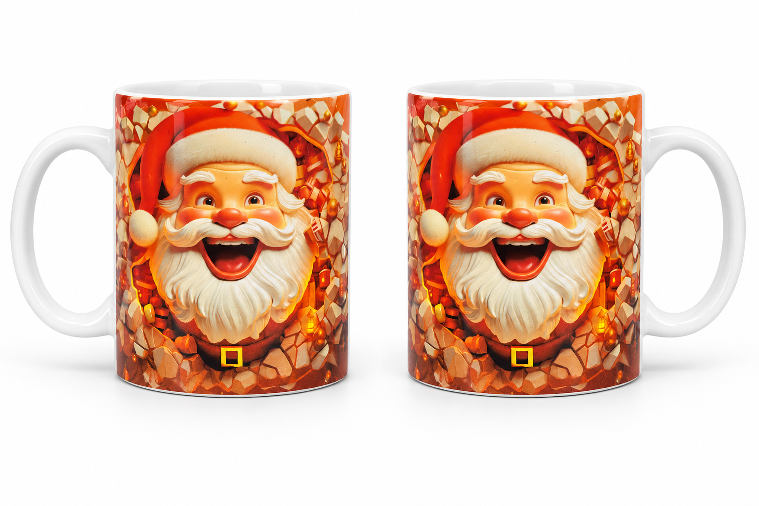 Yılbaşı Neşeli Noel Baba Tasarımlı Seramik Kupa
