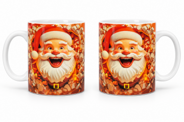 Yılbaşı Neşeli Noel Baba Tasarımlı Seramik Kupa