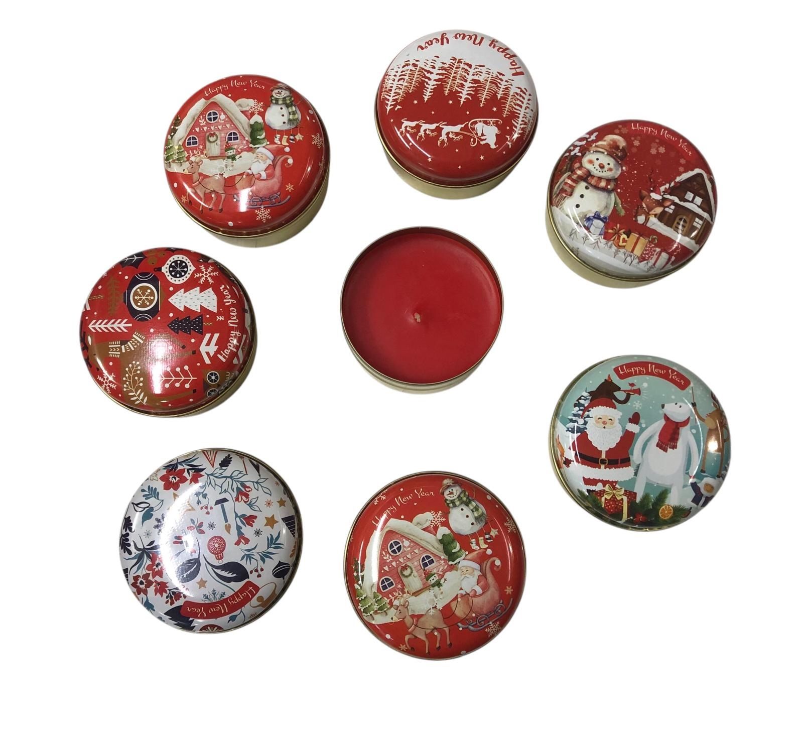 Mimoza Kokulu Yılbaşı Temalı Teneke Yılbaşı Mumu