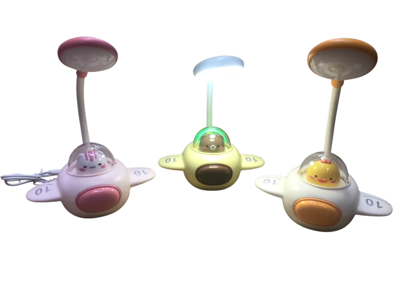 Uçak ve Sevimli Hayvan Pilotlar Tasarımlı  Şarjlı Masa Lambası