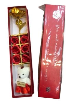 Sevgiliye Kutulu Ayıcık Gül Ve Çiçek Hediye