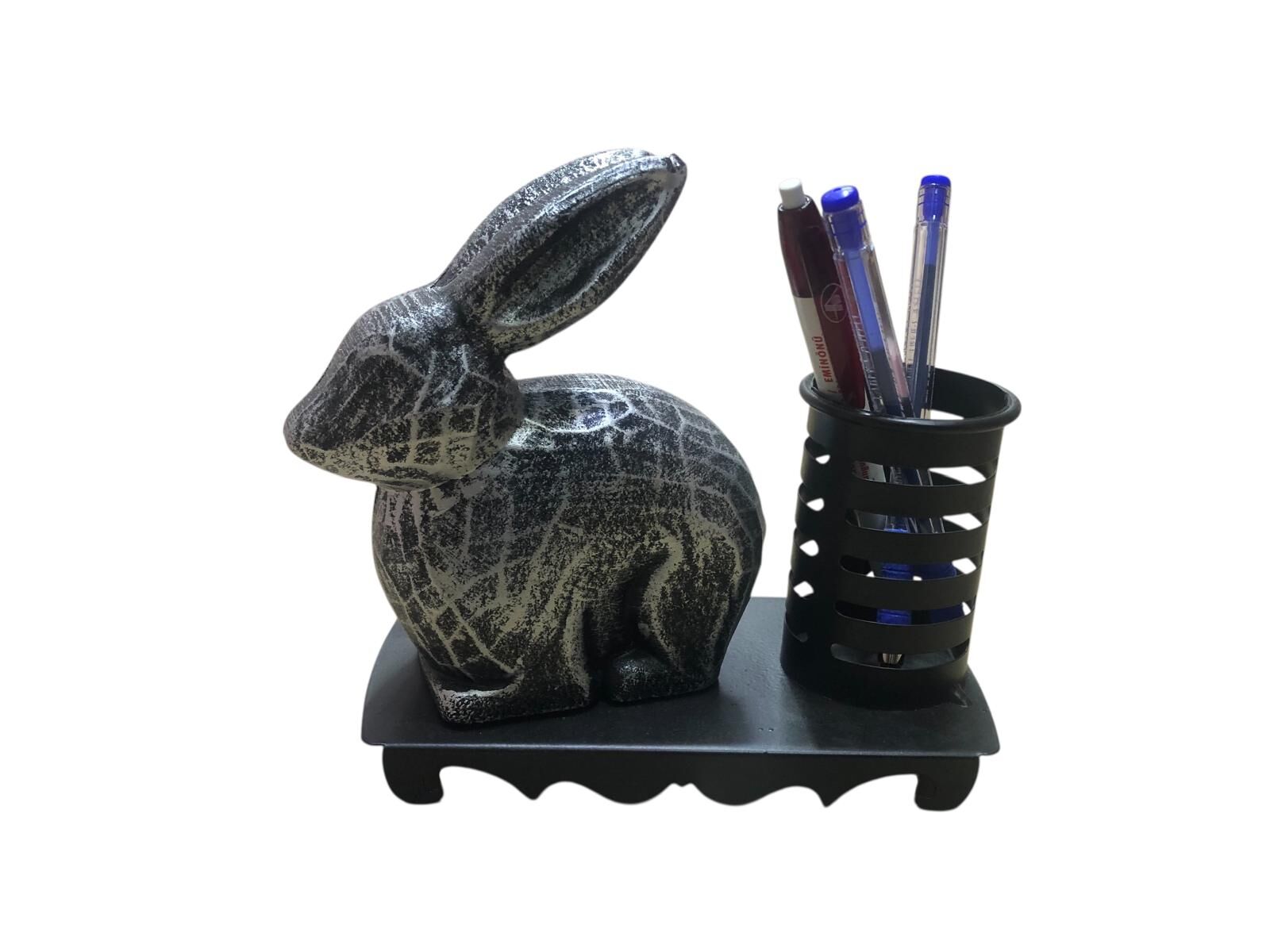 Polyester Tavşan Tasarımlı Masa Üstü Kalemlik