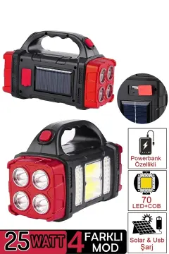 Güneş Enerjili Solar Şarjlı Kamp El Feneri Işıldak
