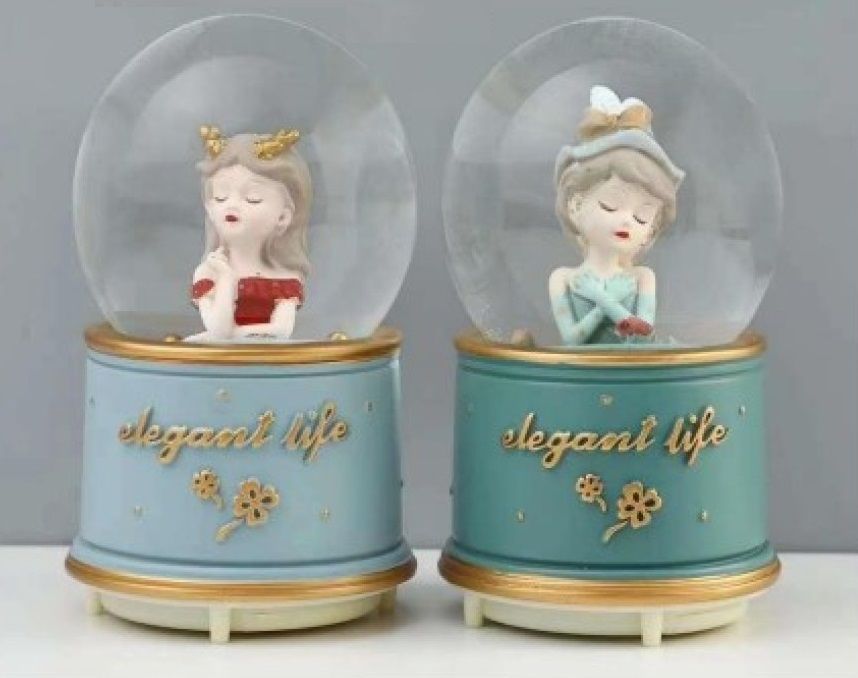Elegant Life Işıklı Müzikli Püskürtmeli Büyük Boy Cam Kar Küresi