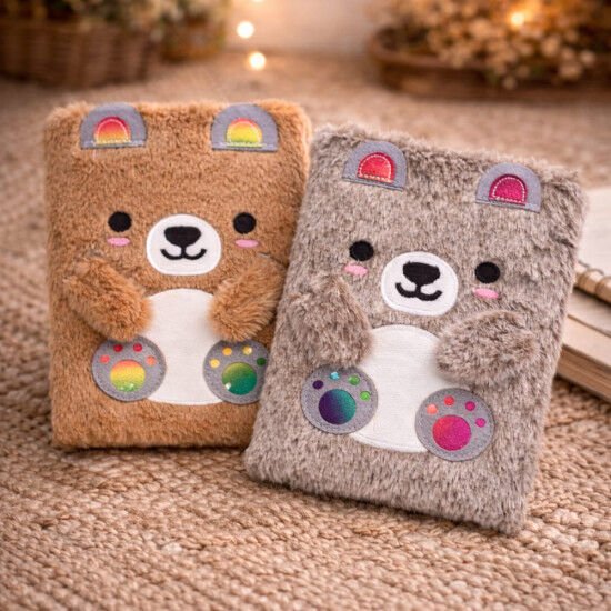 Sevimli Peluş Panda Çizgili Defter