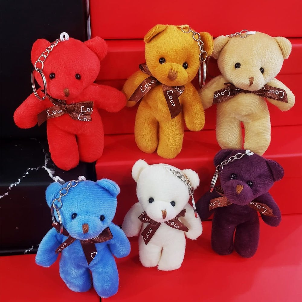 Renkli Peluş Ayıcık Anahtarlık 12 cm ( 12 Adet)