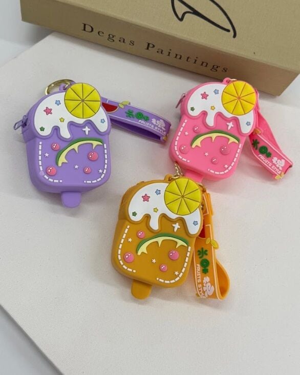 Mini Sevimli Dondurma Tasarımlı Çocuk Çantası Cüzdan Anahtarlık