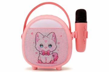 Çocuklara Hediye Retro Tasarımlı Bluetooth Karaoke Pembe